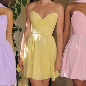 New A-Line Strapless Bridesmaid Gown w/ Sweetheart Neck & Matching Scarf CD T709